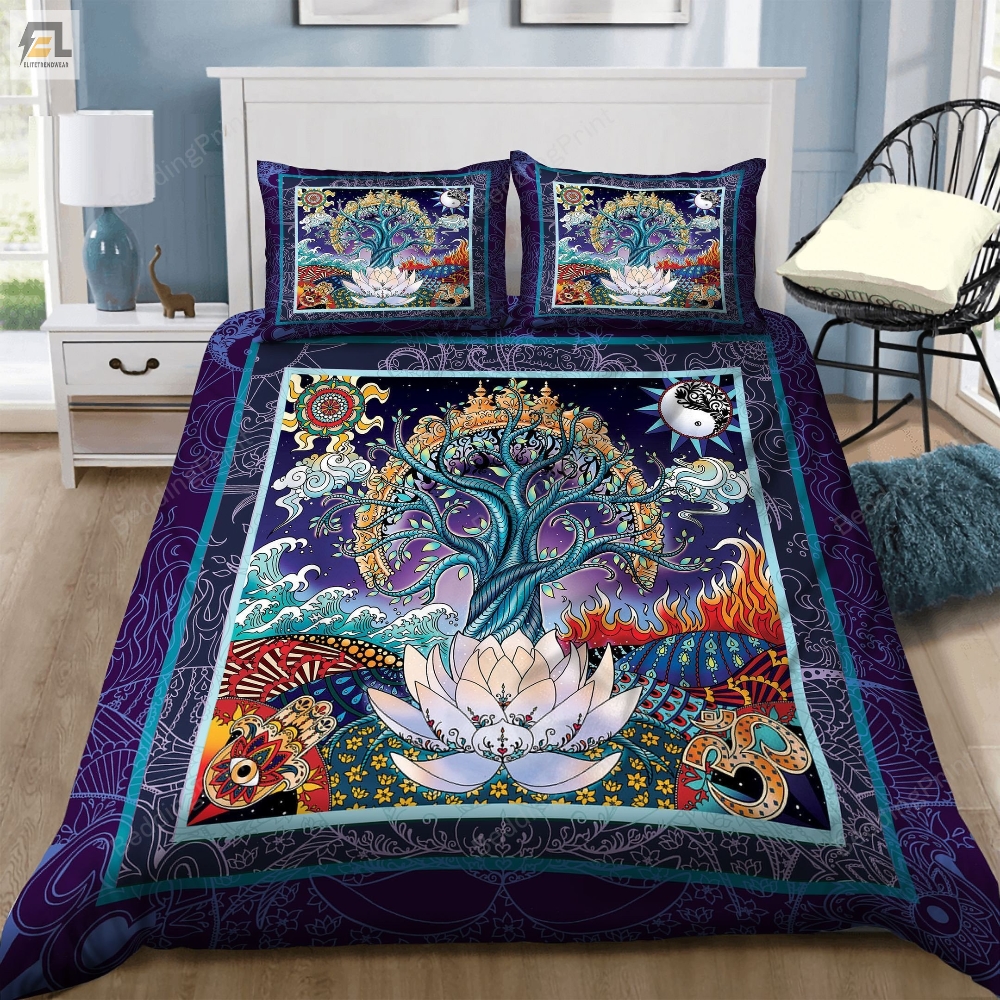 Tree Of Life Lotus Hamsa Hand Bed Sheets Duvet Cover Bedding Sets Perfect Gifts For Tree Of Life Lover Gifts For Birthday Christmas Thanksgiving 