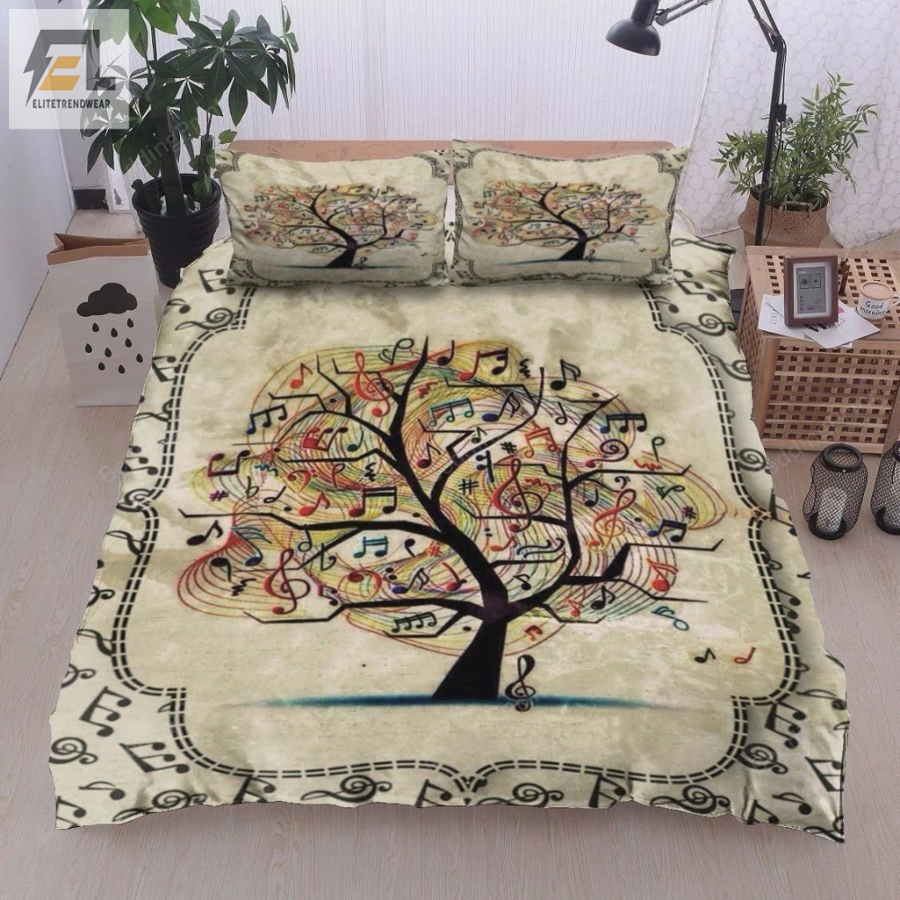 Tree Music Notes Bed Sheets Duvet Cover Bedding Sets 