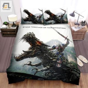 Transformers Age Of Extinction 2014 Riding A Dragon Movie Poster Bed Sheets Duvet Cover Bedding Sets elitetrendwear 1 1