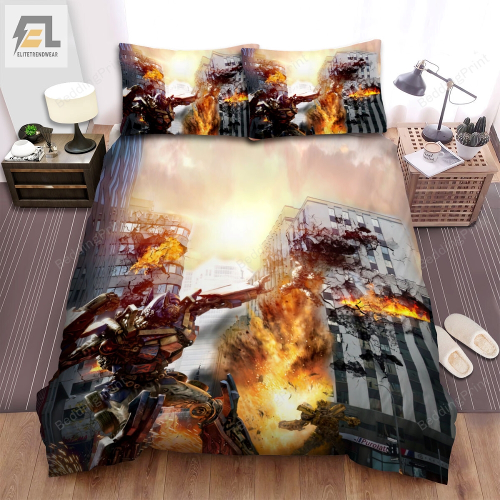 Transformers Age Of Extinction 2014 Evil Will Burn Movie Poster Bed Sheets Duvet Cover Bedding Sets 