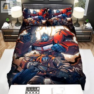 Transformer Optimus Prime Blades Fighting Together Animation Bed Sheets Duvet Cover Bedding Sets elitetrendwear 1 1