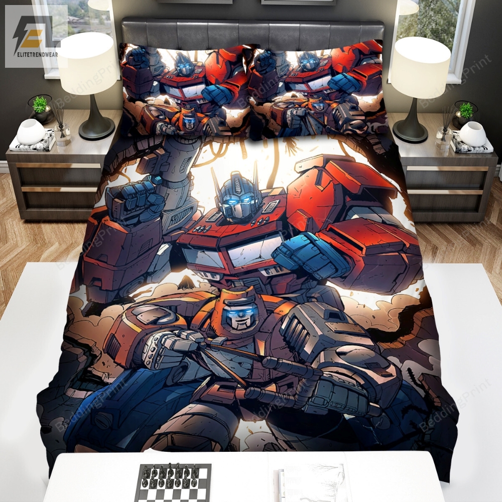 Transformer Optimus Prime  Blades Fighting Together Animation Bed Sheets Duvet Cover Bedding Sets 