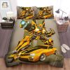 Transformer Bumblebee In Fighting Car Form Artwork Bed Sheets Duvet Cover Bedding Sets elitetrendwear 1
