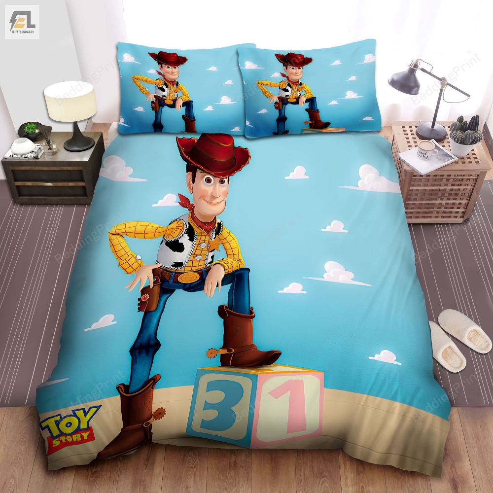Toy Story Sheriff Woody Posing With The Dice Bed Sheets Spread Duvet Cover Bedding Sets elitetrendwear 1