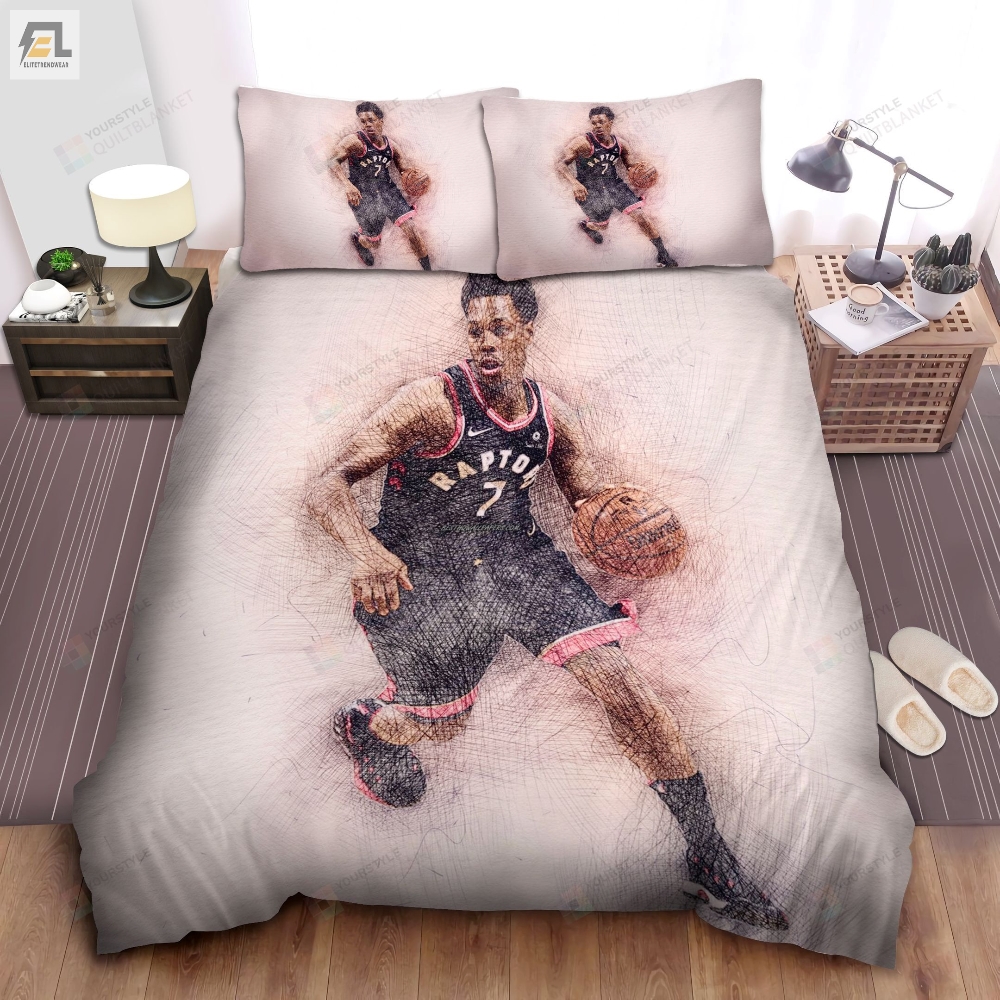 Toronto Raptors Kyle Lowry Line Drawing Bed Sheet Spread Comforter Duvet Cover Bedding Sets 