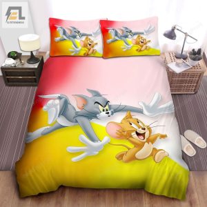 Tom And Jerry Funny Chasing Bed Sheets Duvet Cover Bedding Sets elitetrendwear 1 1