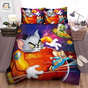 Tom And Jerry Chasing In Another Planet Bed Sheets Duvet Cover Bedding Sets elitetrendwear 1 1