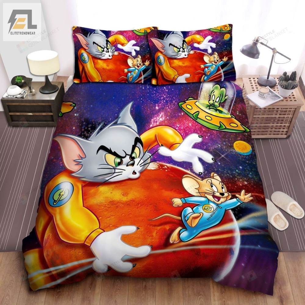 Tom And Jerry Chasing In Another Planet Bed Sheets Duvet Cover Bedding Sets 