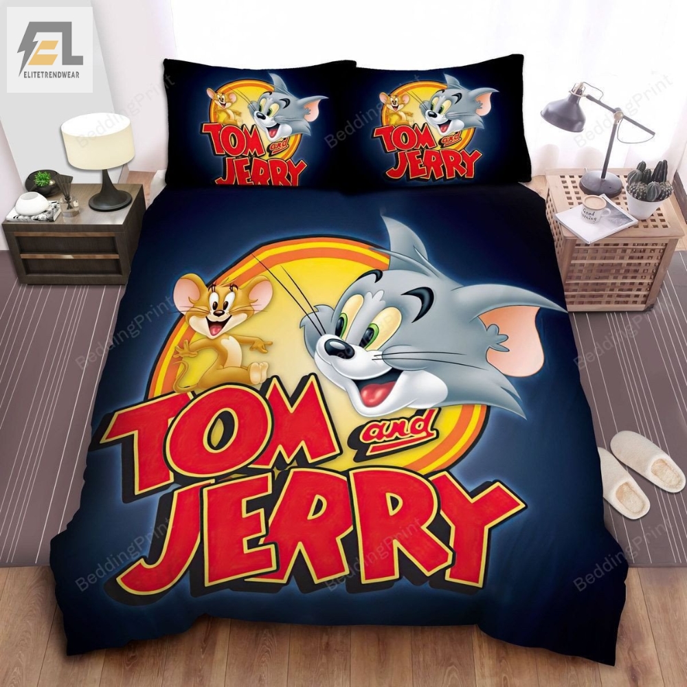 Tom And Jerry Cartoon Logo Bed Sheets Duvet Cover Bedding Sets 