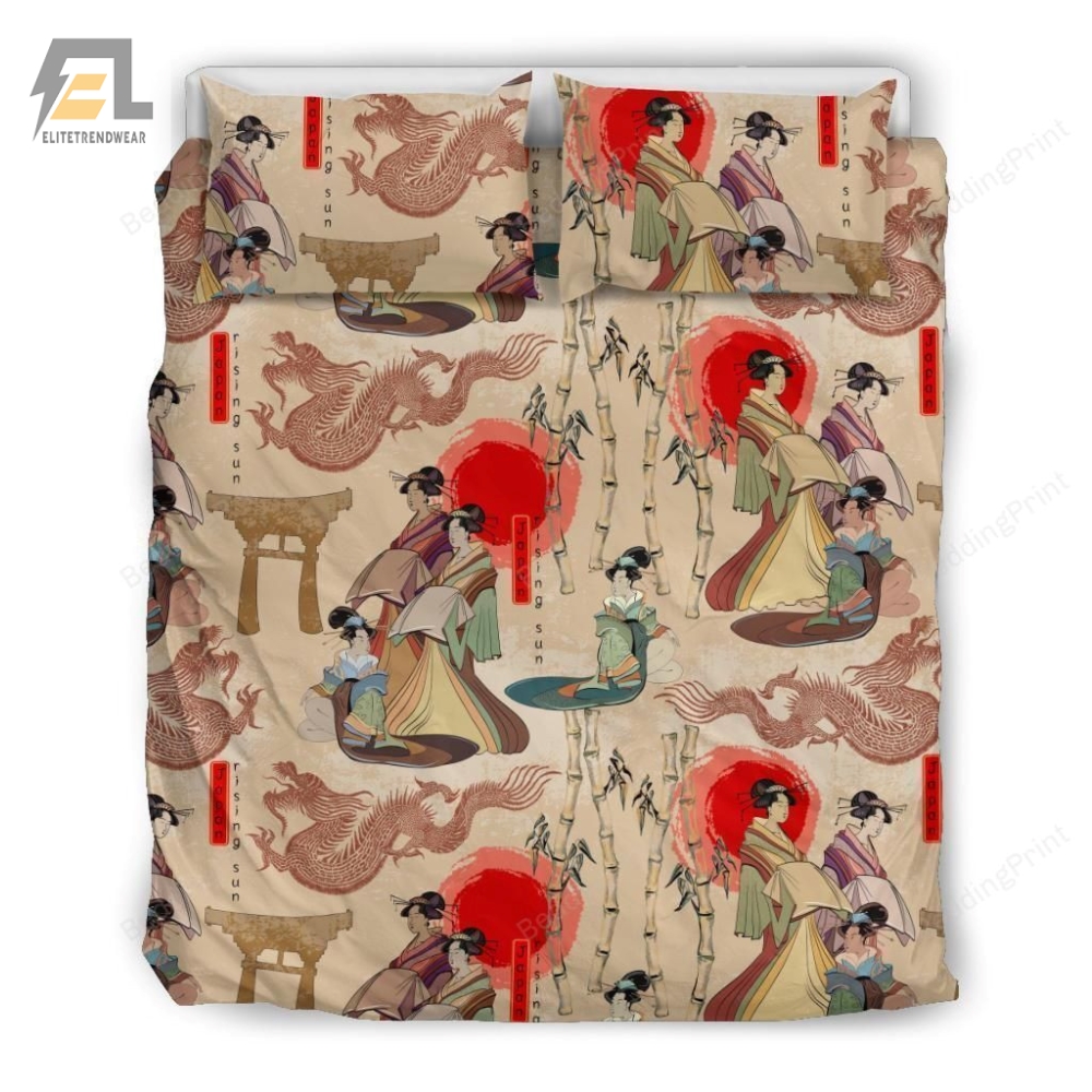 Tokyo Japanese Rising Sun Bed Sheets Duvet Cover Bedding Sets Perfect Gifts For Japanese Culture Lover Gifts For Birthday Christmas Thanksgiving 