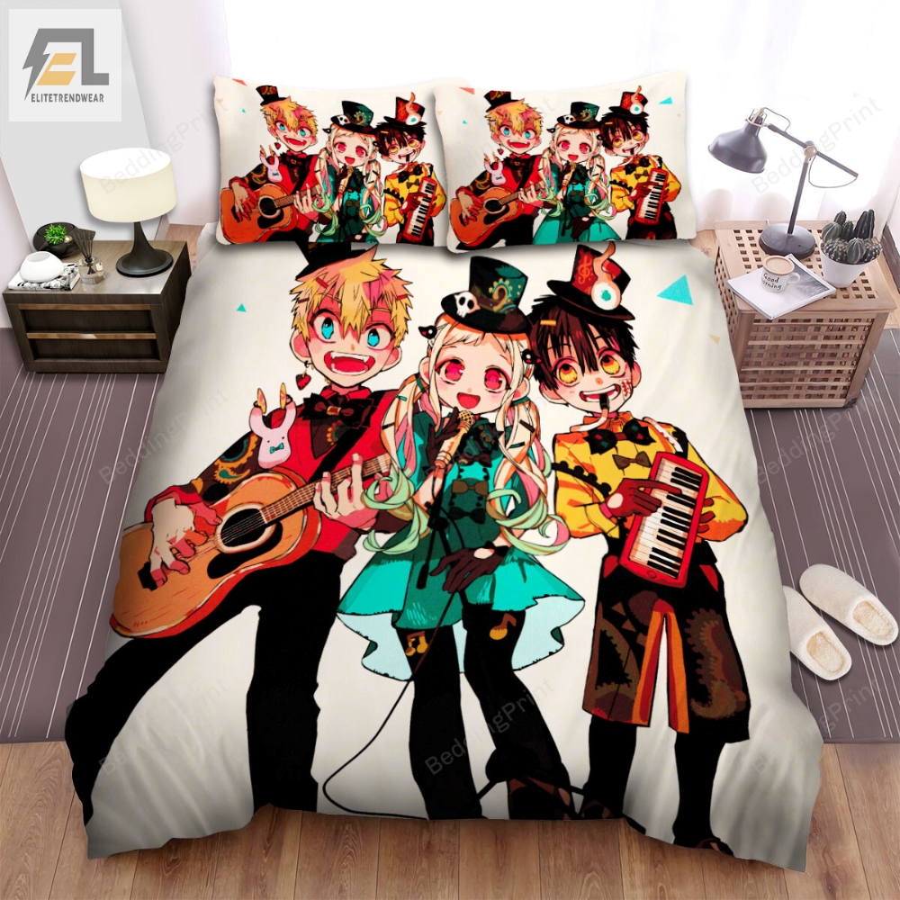 Toiletbound Hanakokun With Akane  Nene As A Music Band Bed Sheets Spread Duvet Cover Bedding Sets 