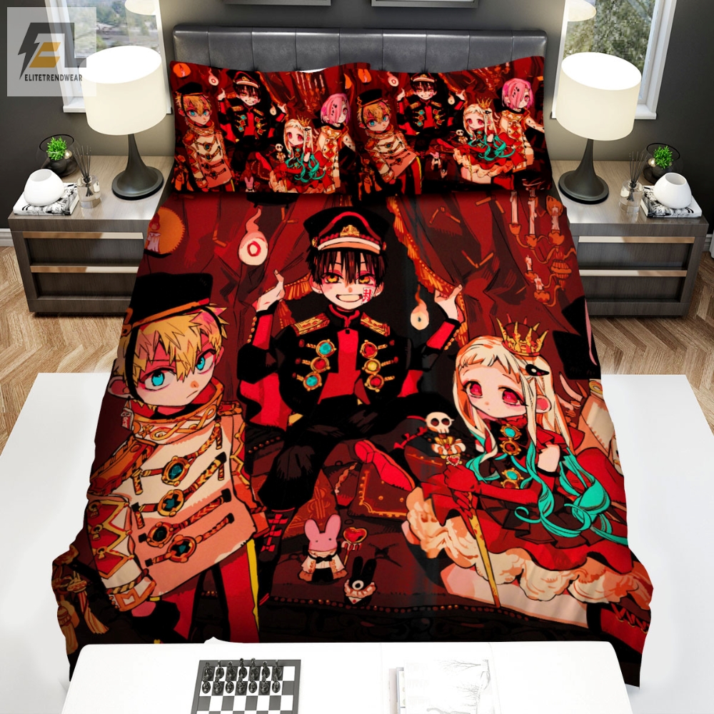 Toiletbound Hanakokun Four Main Characters In Steampunk Style Artwork Bed Sheets Spread Duvet Cover Bedding Sets 