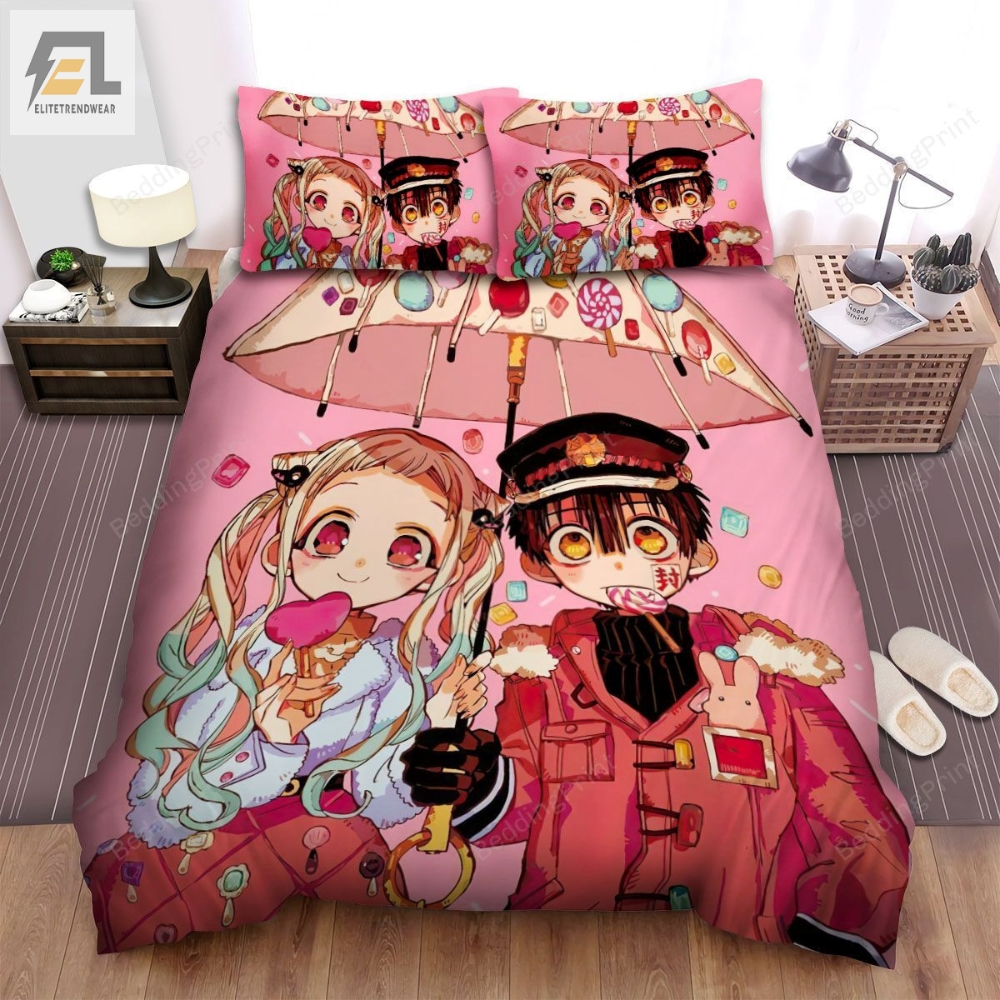 Toilet Bound Hanakokun Hanako And Nene With The Candy Umbrella Bed Sheets Duvet Cover Bedding Sets 