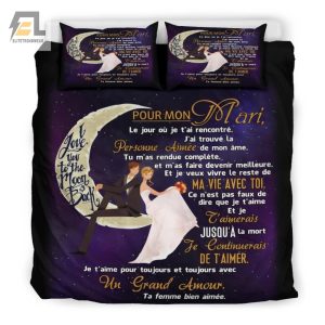 To My Husband From Wife I Love You To The Moon And Back Cotton Bed Sheets Spread Comforter Duvet Cover Bedding Sets elitetrendwear 1 1