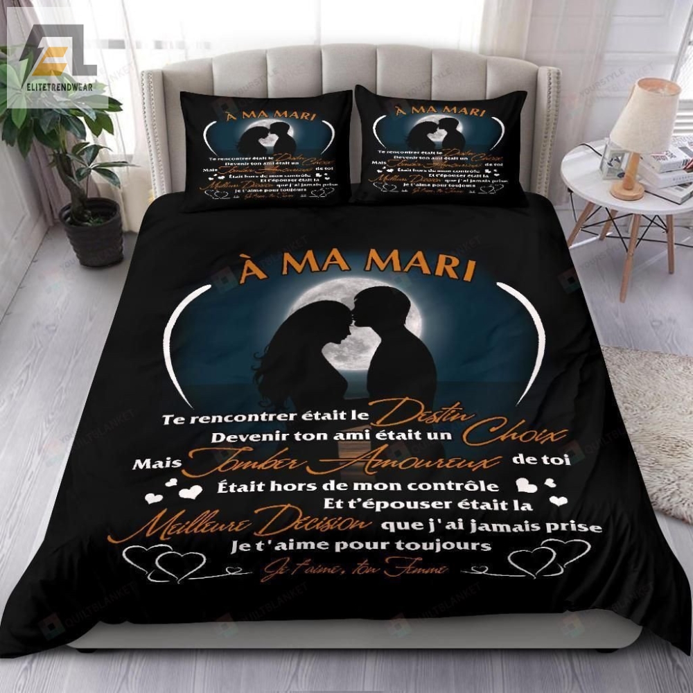 To My Husband Moon From Wife Cotton Bed Sheets Spread Comforter Duvet Cover Bedding Sets 