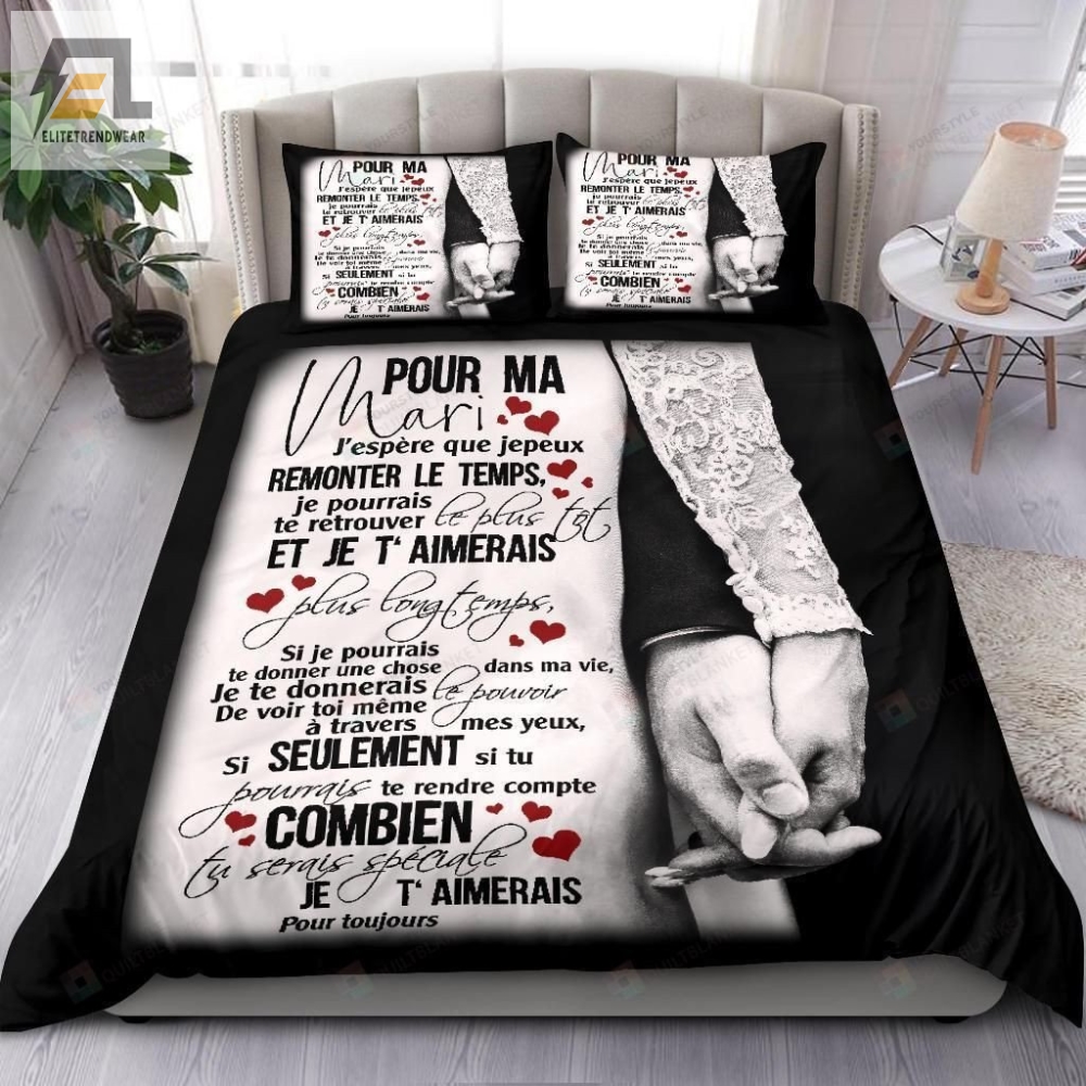 To My Husband French From Wife Cotton Bed Sheets Spread Comforter Duvet Cover Bedding Sets 