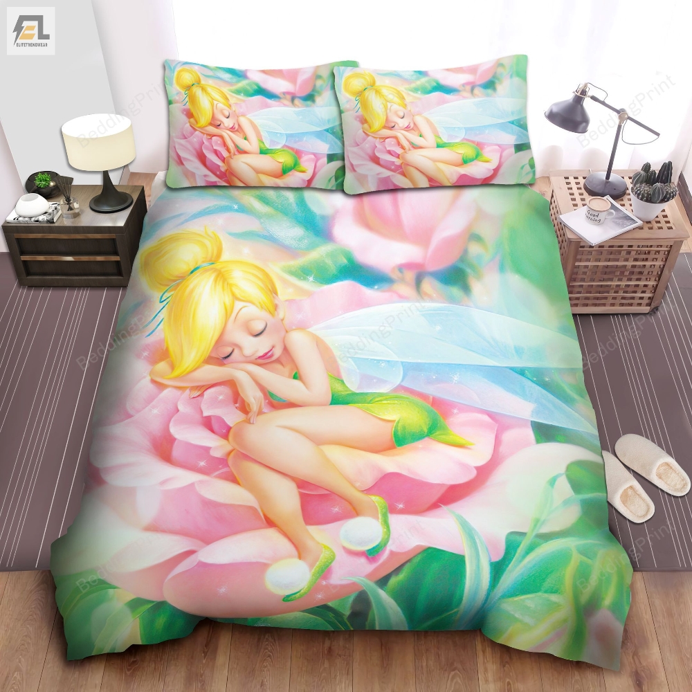 Tinkerbell Sleeping On The Flower Bed Sheets Duvet Cover Bedding Sets 