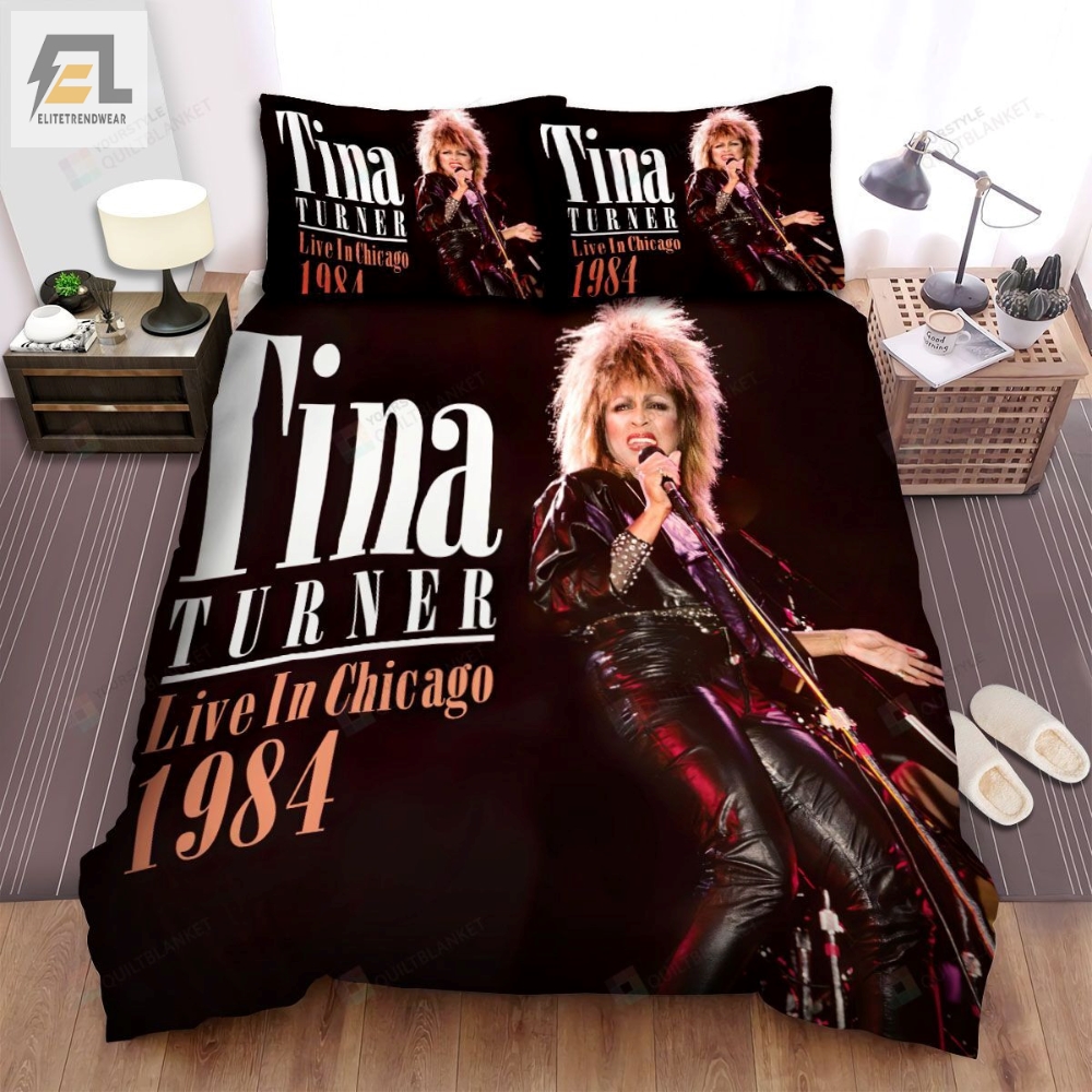 Tina Turner Live In Chicago 1984 Album Cover Bed Sheets Spread Comforter Duvet Cover Bedding Sets 