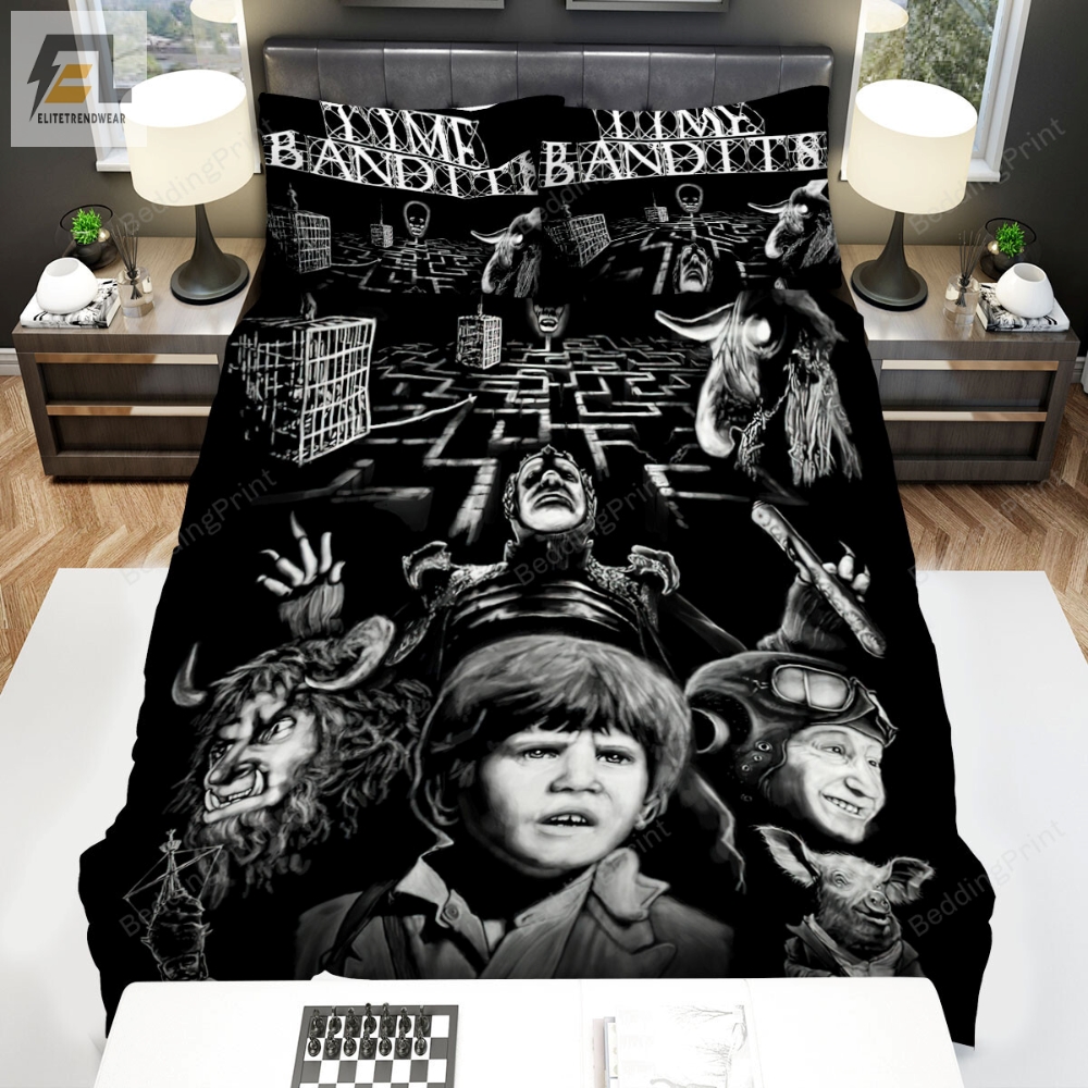 Time Bandits 1981 Black  White Artwork Bed Sheets Duvet Cover Bedding Sets 