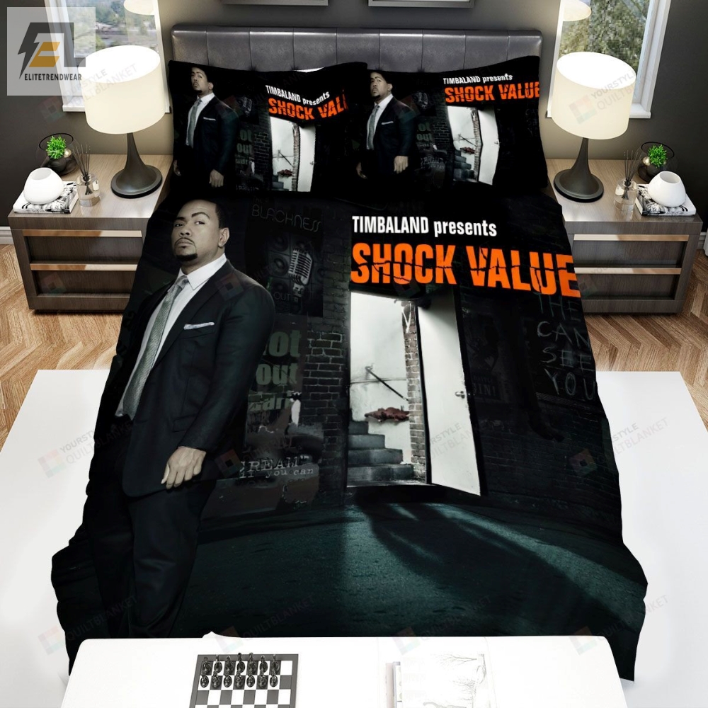 Timbaland Album Cover Shock Value Bed Sheets Spread Comforter Duvet Cover Bedding Sets 