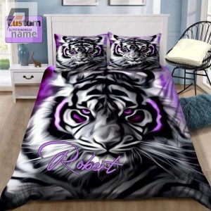 Tiger Light Purple Personalized Custom Name Duvet Cover Bedding Set elitetrendwear 1 1