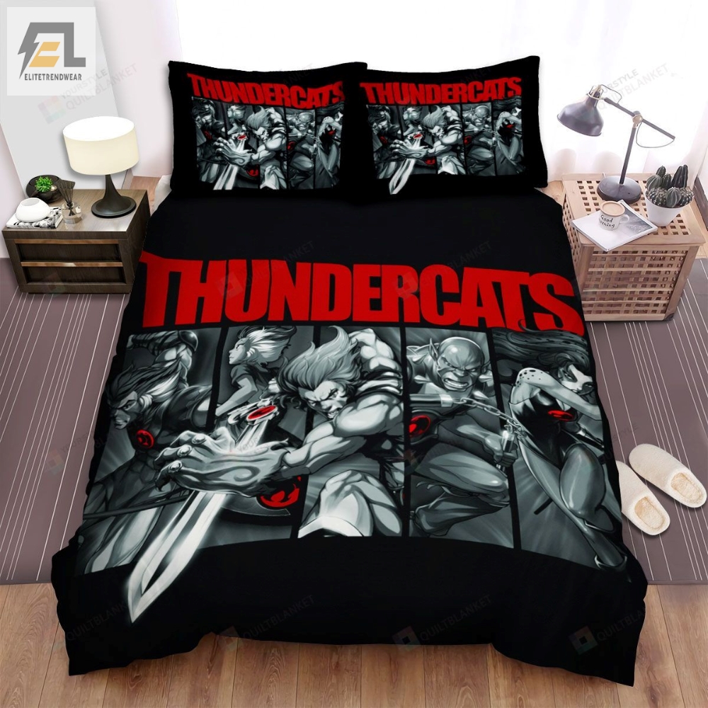 Thundercats Characters Black And White Artwork Bed Sheets Spread Duvet Cover Bedding Sets 
