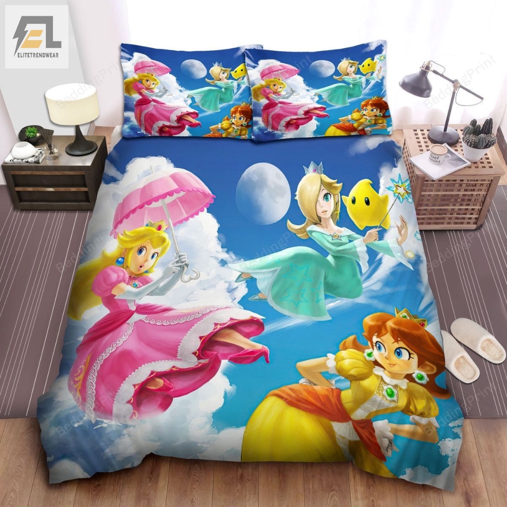 Three Princesses In Super Mario Digital Painting Bed Sheets Duvet Cover Bedding Sets 