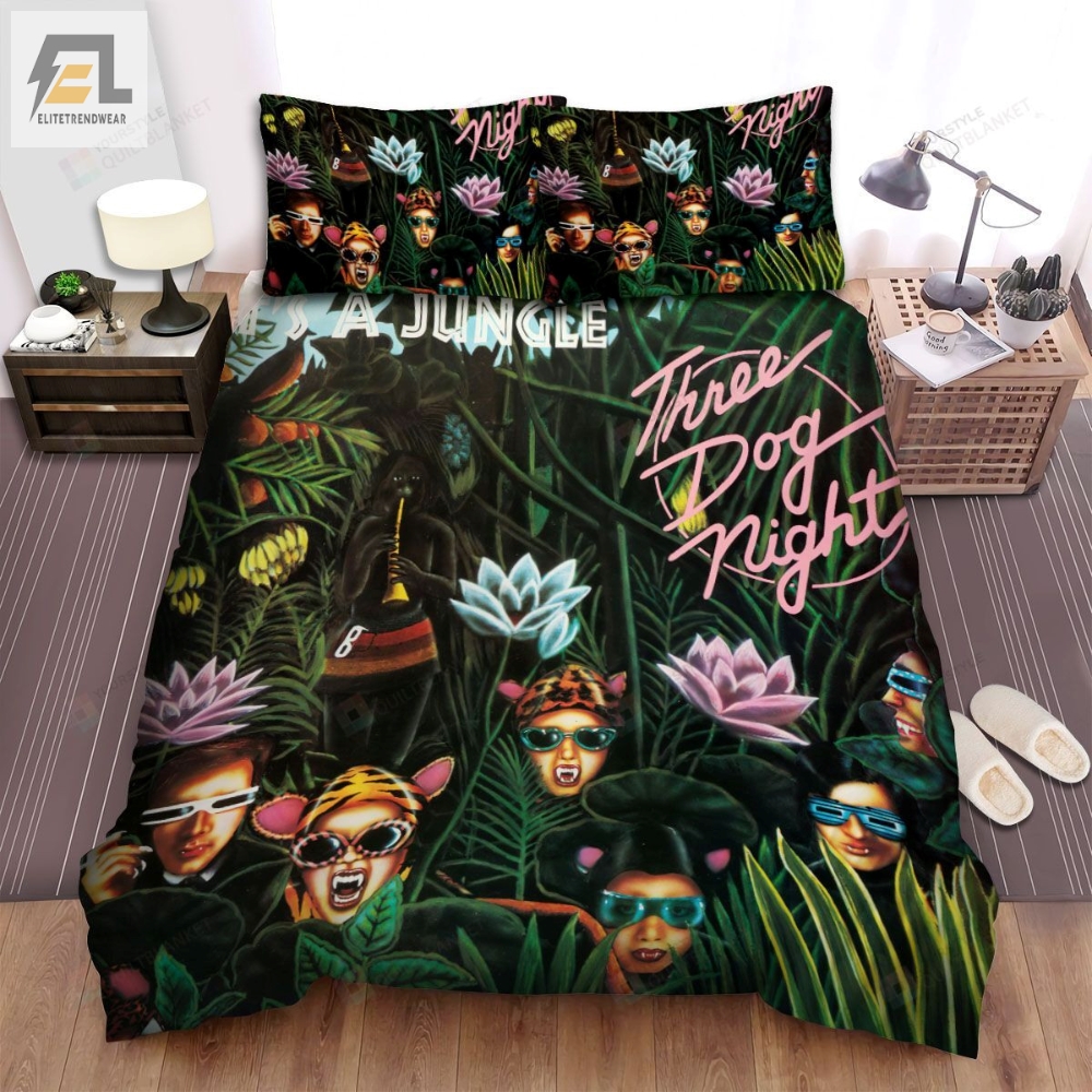 Three Dog Night Itâs A Jungle Album Cover Bed Sheets Spread Comforter Duvet Cover Bedding Sets 