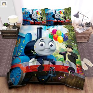 Thomas Train Man Holding Balloons Bed Sheets Duvet Cover Bedding Sets elitetrendwear 1 1