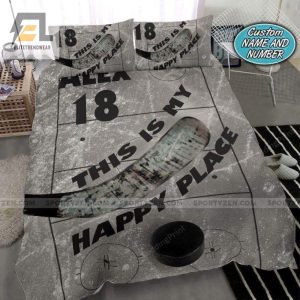 This Is My Happy Place Hockey Personalized Custom Name Duvet Cover Bedding Set elitetrendwear 1 1