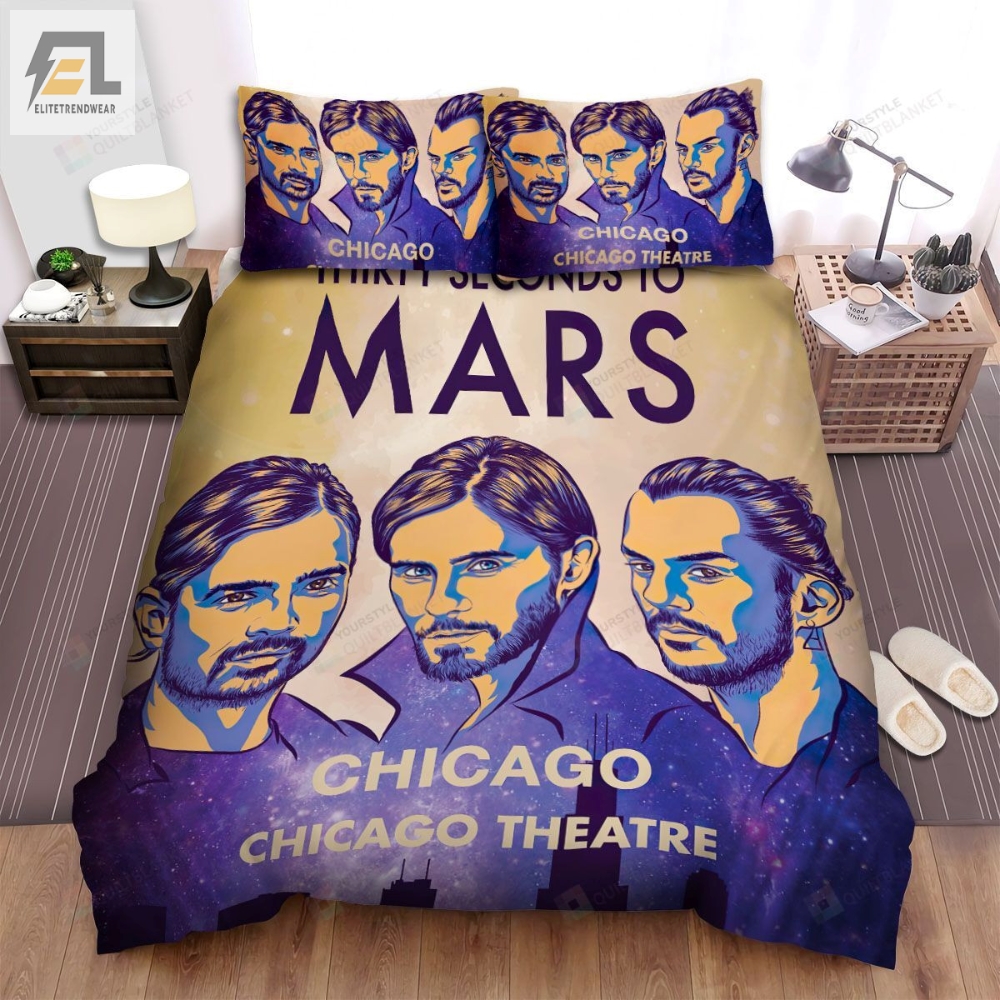 Thirty Seconds To Mars Chicago Concert Poster Bed Sheets Spread Comforter Duvet Cover Bedding Sets 