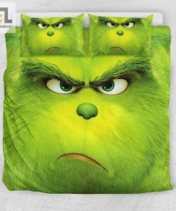 Thinking Green Grinch Face Bedding Set Duvet Cover Pillow Cases elitetrendwear 1 1