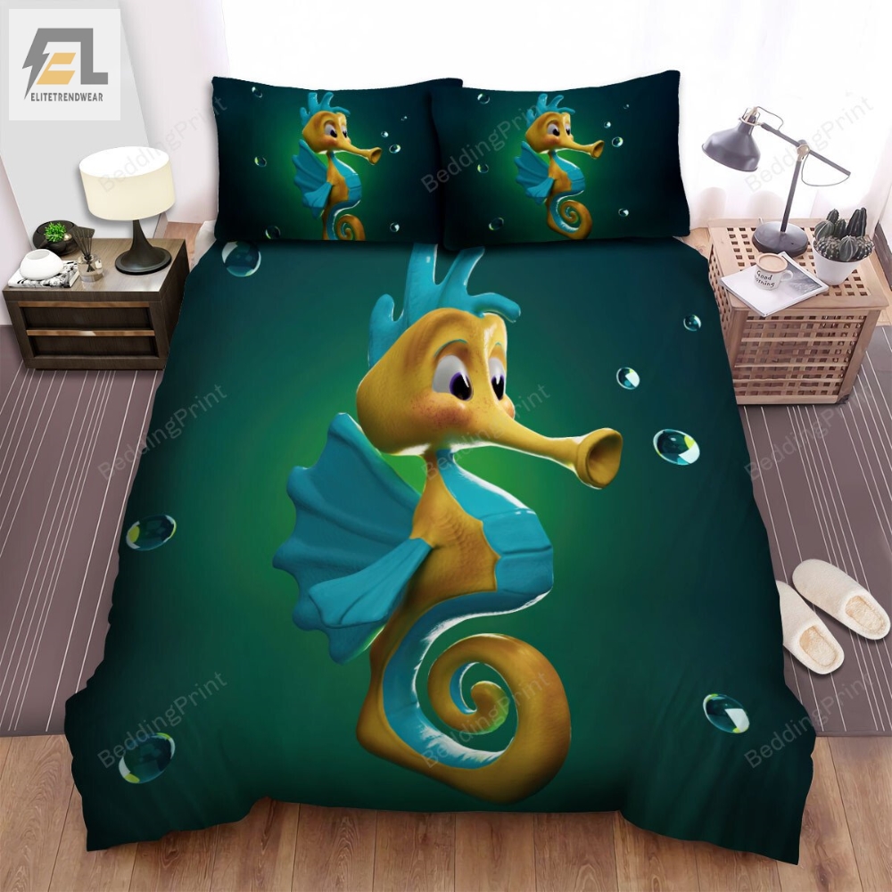 The Yellow Seahorse Cartoon Character Bed Sheets Spread Duvet Cover Bedding Sets 