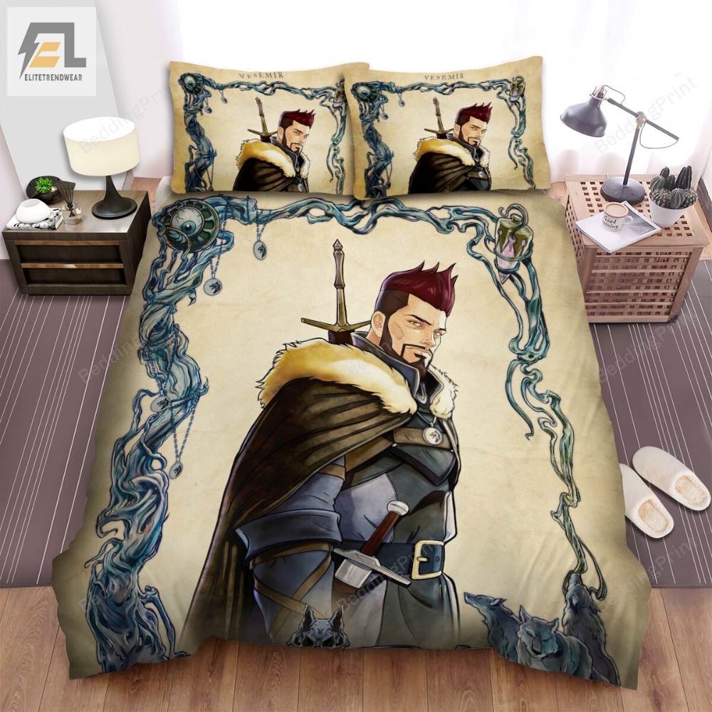 The Witcher Nightmare Of The Wolf 2021 Vesemir Movie Poster Bed Sheets Duvet Cover Bedding Sets 