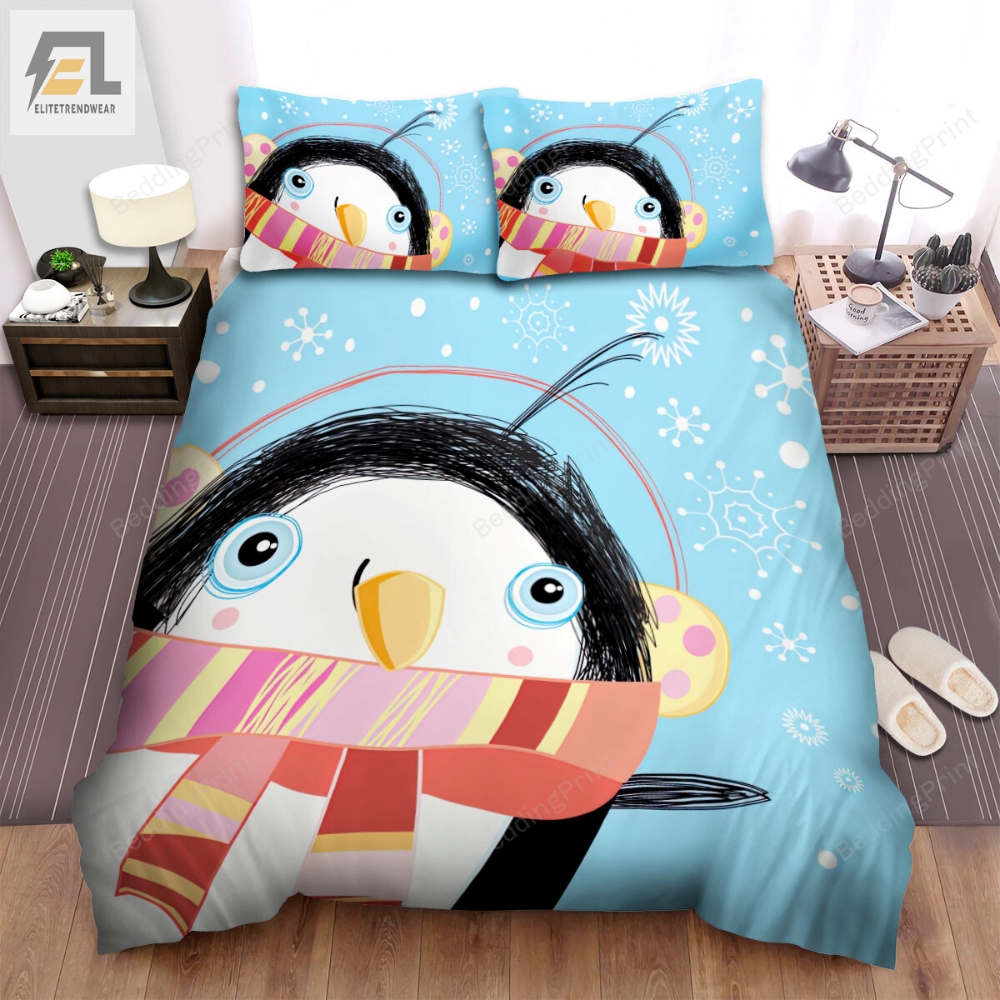 The Wildlife Â The Penguin In The Scarf Bed Sheets Spread Duvet Cover Bedding Sets 