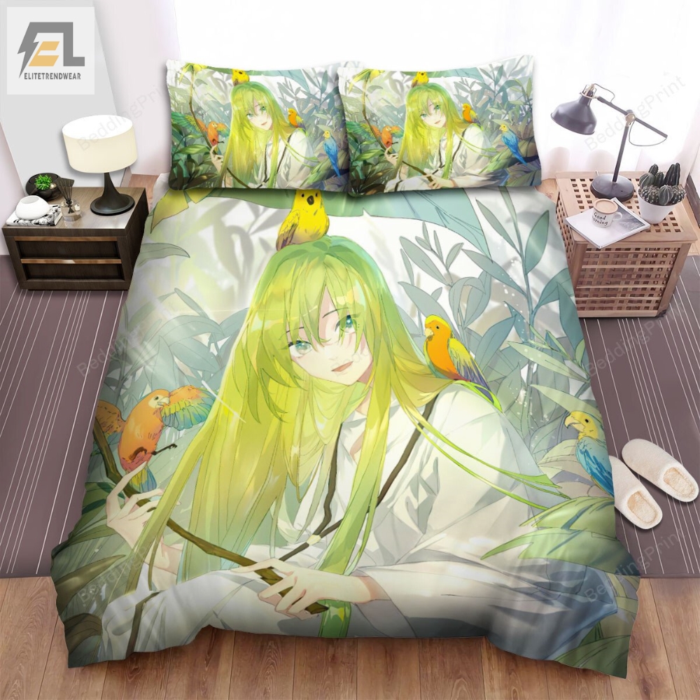The Wildlife Â The Parrot And The Anime Girl Bed Sheets Spread Duvet Cover Bedding Sets 