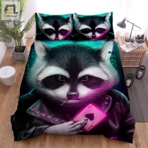 The Wildlife A The Raccoon Showing His Card Bed Sheets Spread Duvet Cover Bedding Sets elitetrendwear 1 1