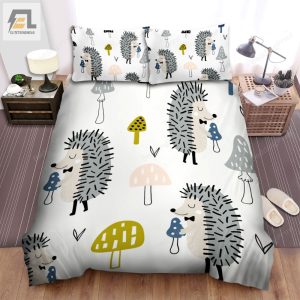 The Wild Creature A The Hedgehog Bringing A Mushroom Cartoon Art Bed Sheets Spread Duvet Cover Bedding Sets elitetrendwear 1 1