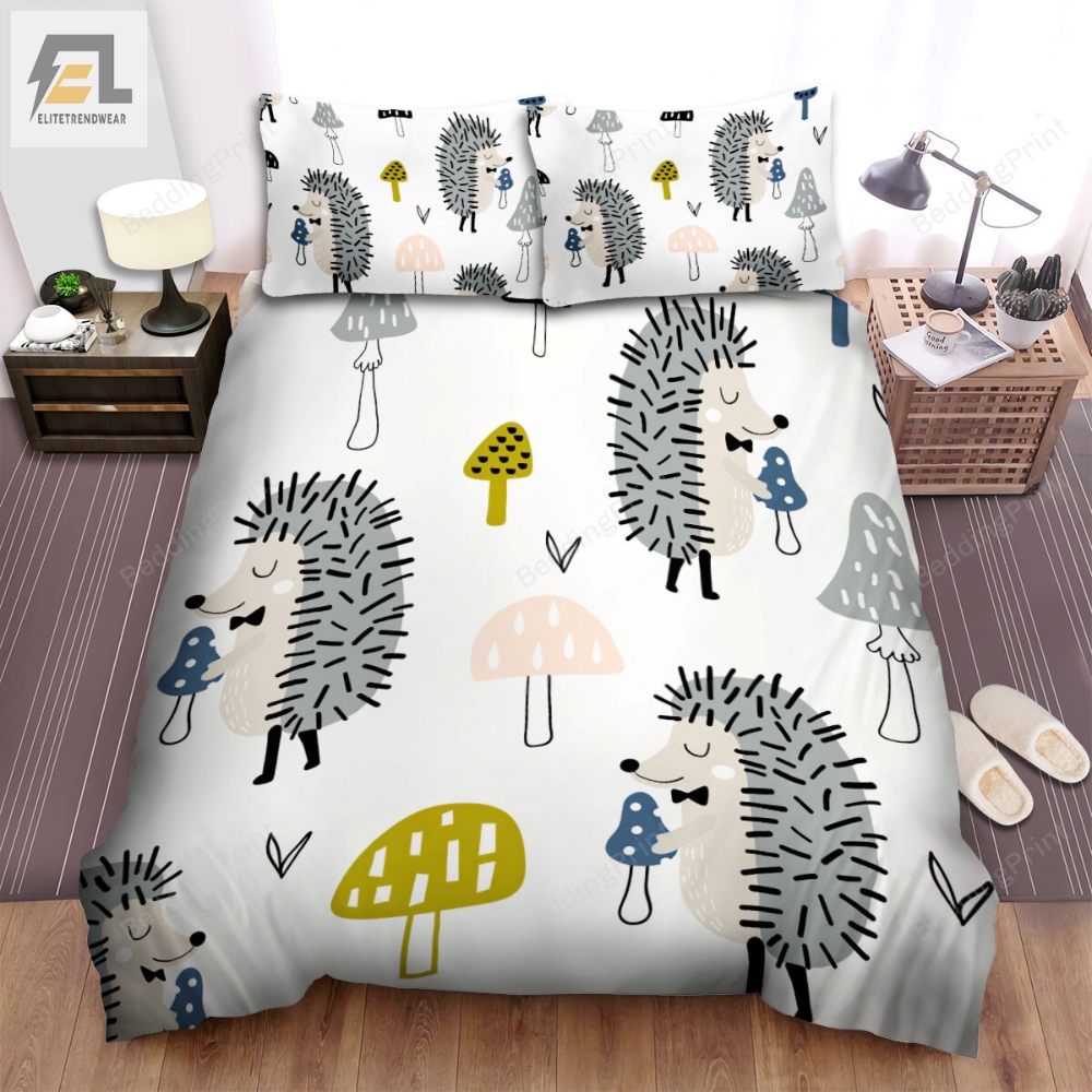 The Wild Creature Â The Hedgehog Bringing A Mushroom Cartoon Art Bed Sheets Spread Duvet Cover Bedding Sets 