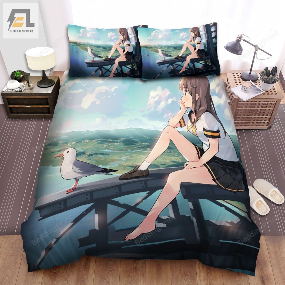 The Wild Animal Â The Seagull And The Anime Girl Artwork Bed Sheets Spread Duvet Cover Bedding Sets 
