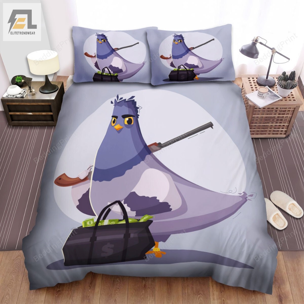 The Wild Animal Â The Pigeon Bandit With A Gun Bed Sheets Spread Duvet Cover Bedding Sets 