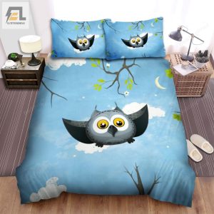 The Wild Animal A The Owl Character Flying Art Bed Sheets Spread Duvet Cover Bedding Sets elitetrendwear 1 1