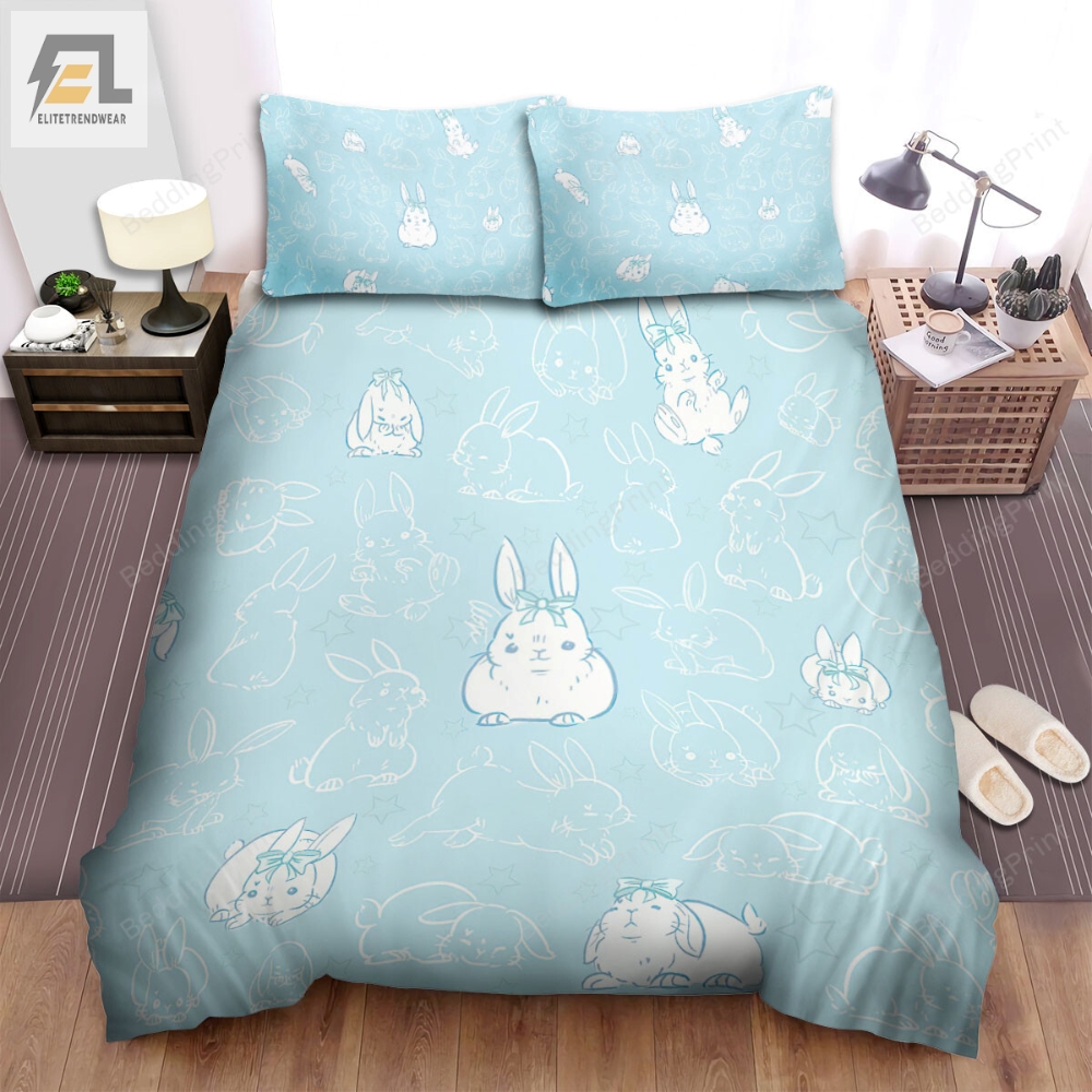 The Wild Animal Â Cute Cartoon Rabbit Lying Pattern Bed Sheets Spread Duvet Cover Bedding Sets 