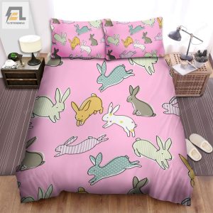 The Wild Animal A Cute Cartoon Rabbit Jumping Pattern Bed Sheets Spread Duvet Cover Bedding Sets elitetrendwear 1 1