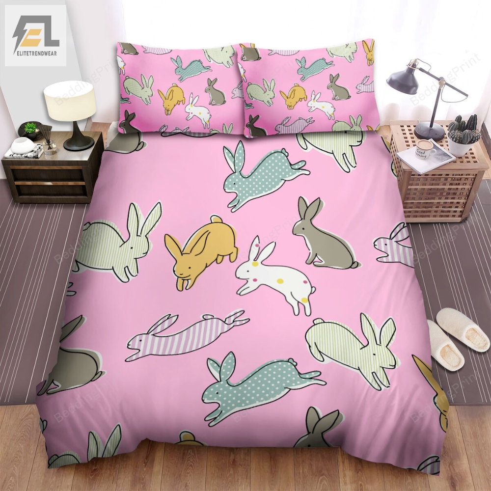 The Wild Animal Â Cute Cartoon Rabbit Jumping Pattern Bed Sheets Spread Duvet Cover Bedding Sets 