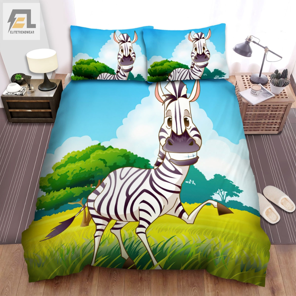 The Wild Animal Â The Zebra Smiling Cartoon Bed Sheets Spread Duvet Cover Bedding Sets 