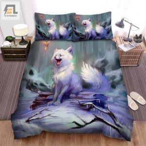 The Wild Animal A The White Fox Seeing A Bird Bed Sheets Spread Duvet Cover Bedding Sets elitetrendwear 1 1