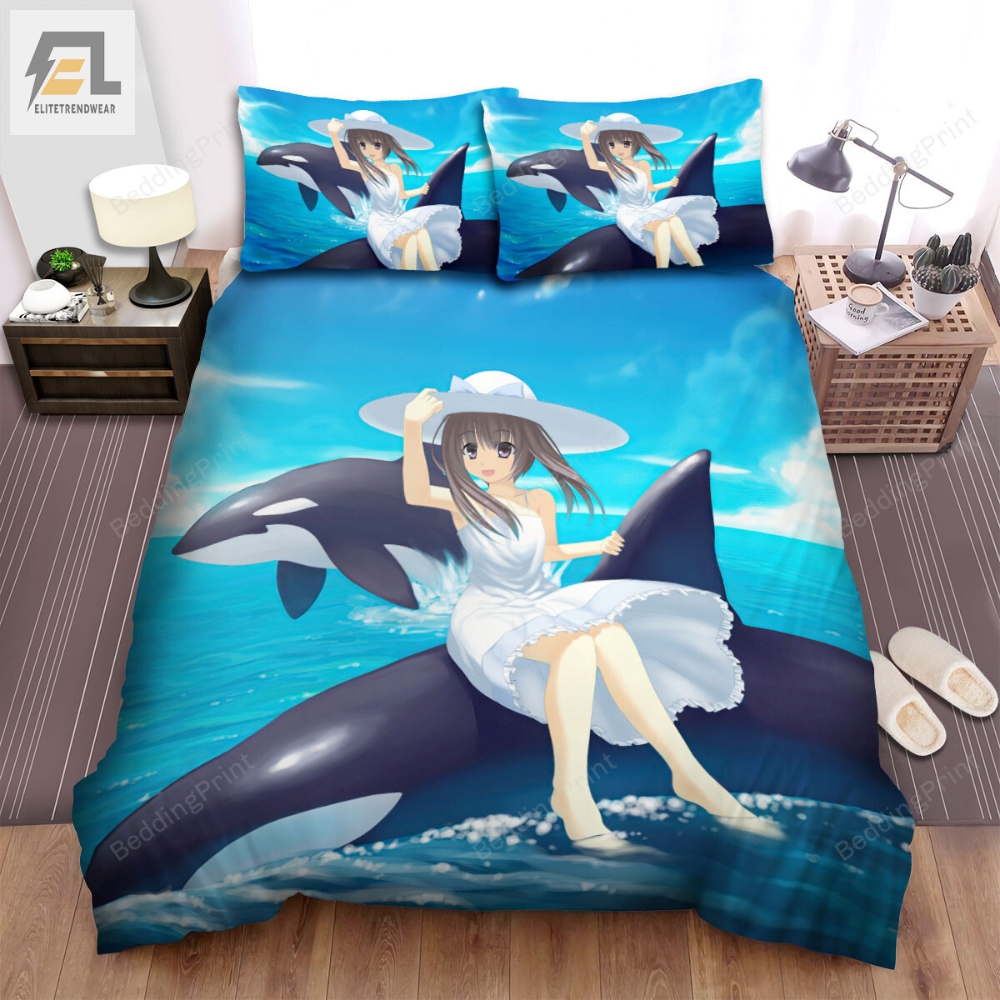The Wild Animal Â The Orca Carrying An Anime Girl Bed Sheets Spread Duvet Cover Bedding Sets 