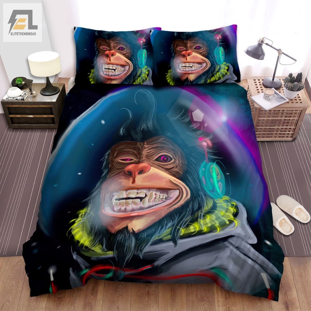 The Wild Animal A The Monkey Astronaut Cartoon Bed Sheets Spread Duvet Cover Bedding Sets elitetrendwear 1