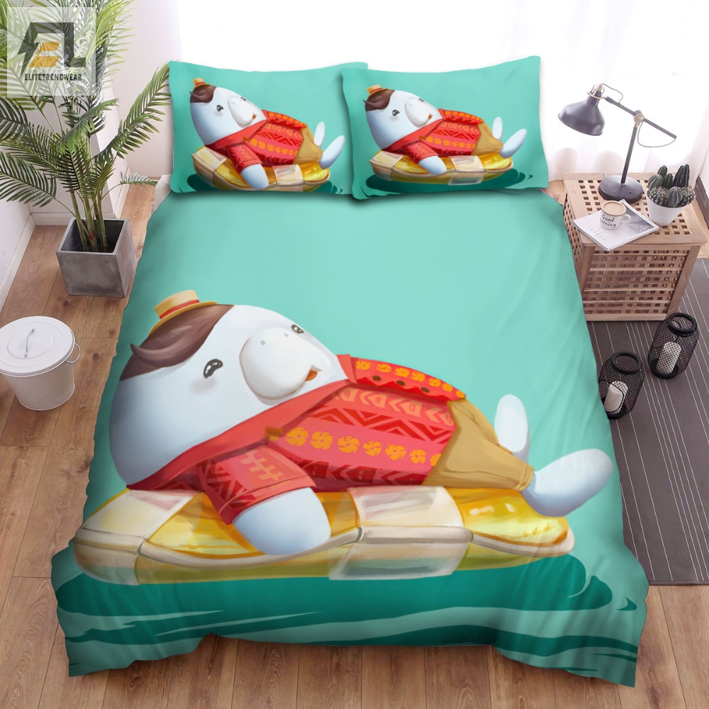 The Wild Animal Â The Manatee Character Lying On A Float Bed Sheets Spread Duvet Cover Bedding Sets 